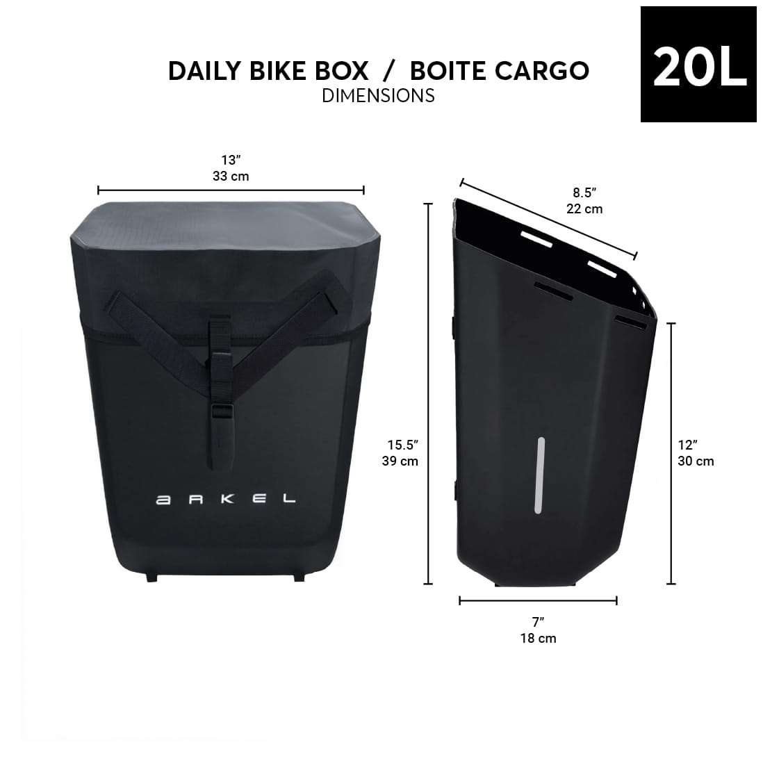 Couvre-sac imperméable Arkel pour Boîte cargo Daily, détail produit