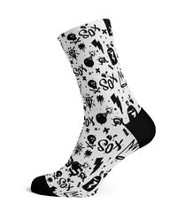 Bas SOX mi-mollet, coloris Griffonnage blanc