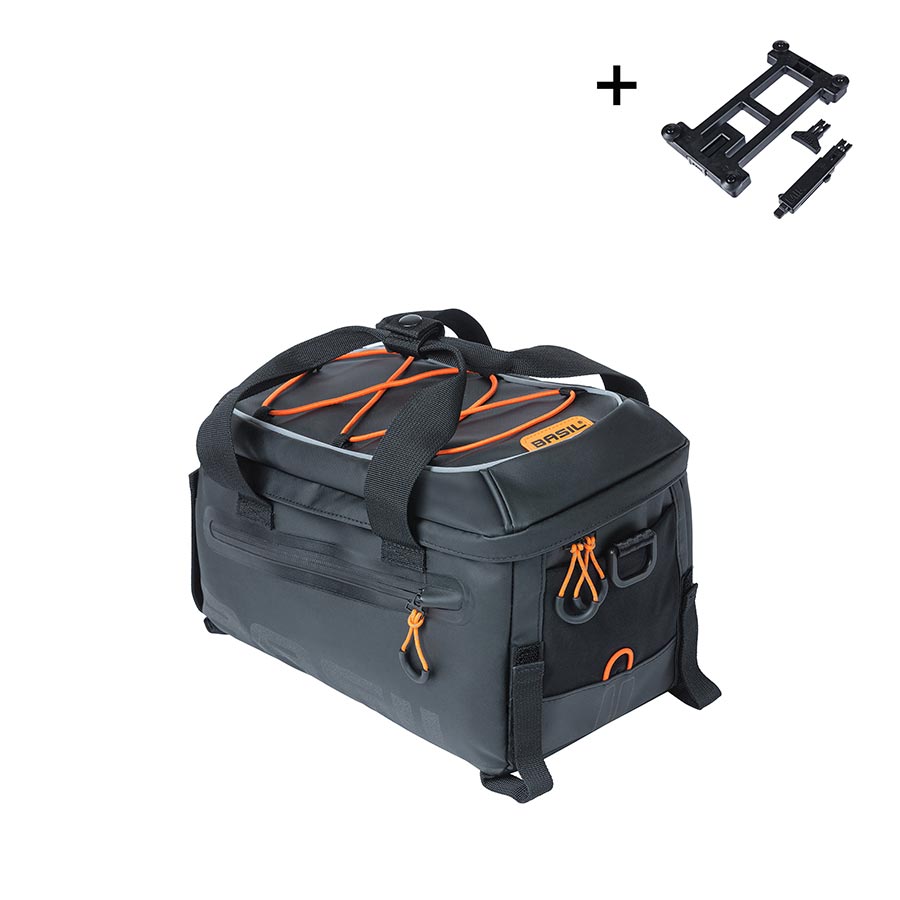 Basil Miles MIK Sac de porte-bagages 7L Noir/Orange, vue de profil