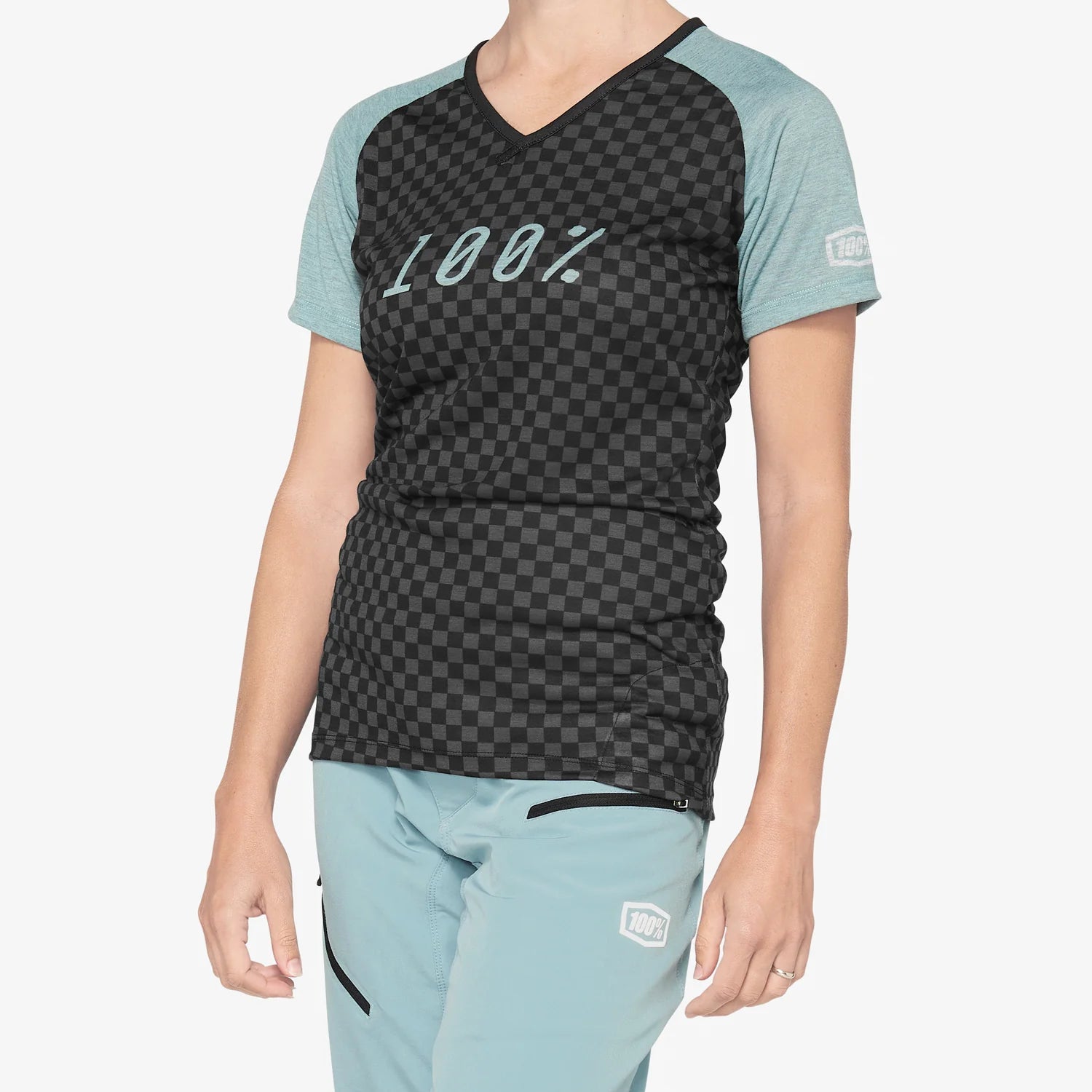 Maillot de vélo de montagne airmatic 100%, coloris Seafoam Checkers