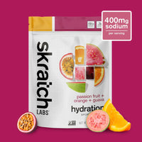 Mélange de boisson d'hydratation pour sport Skratch Lab 440g, coloris Fruit de la passion orange et goyave