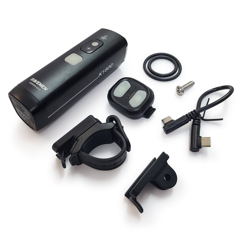 Ravemen Lumiere avant K1800, 1800 LUMENS (USB), guidon et potence