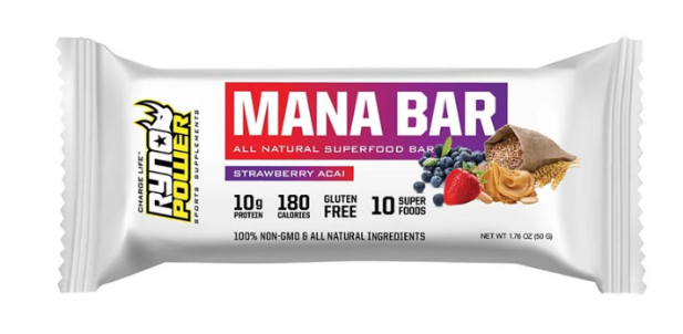 Ryno Power, Mana Bar, Barres, Fraise/Açai, produit