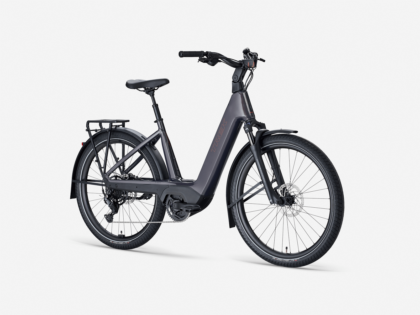 Vélo hybride électrique Trek Charter+ 4 Lowstep 2027, profil gauche